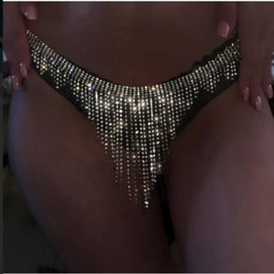 Sexy Rhinestone Tassel Thong Crystal Body Chain Jewelry